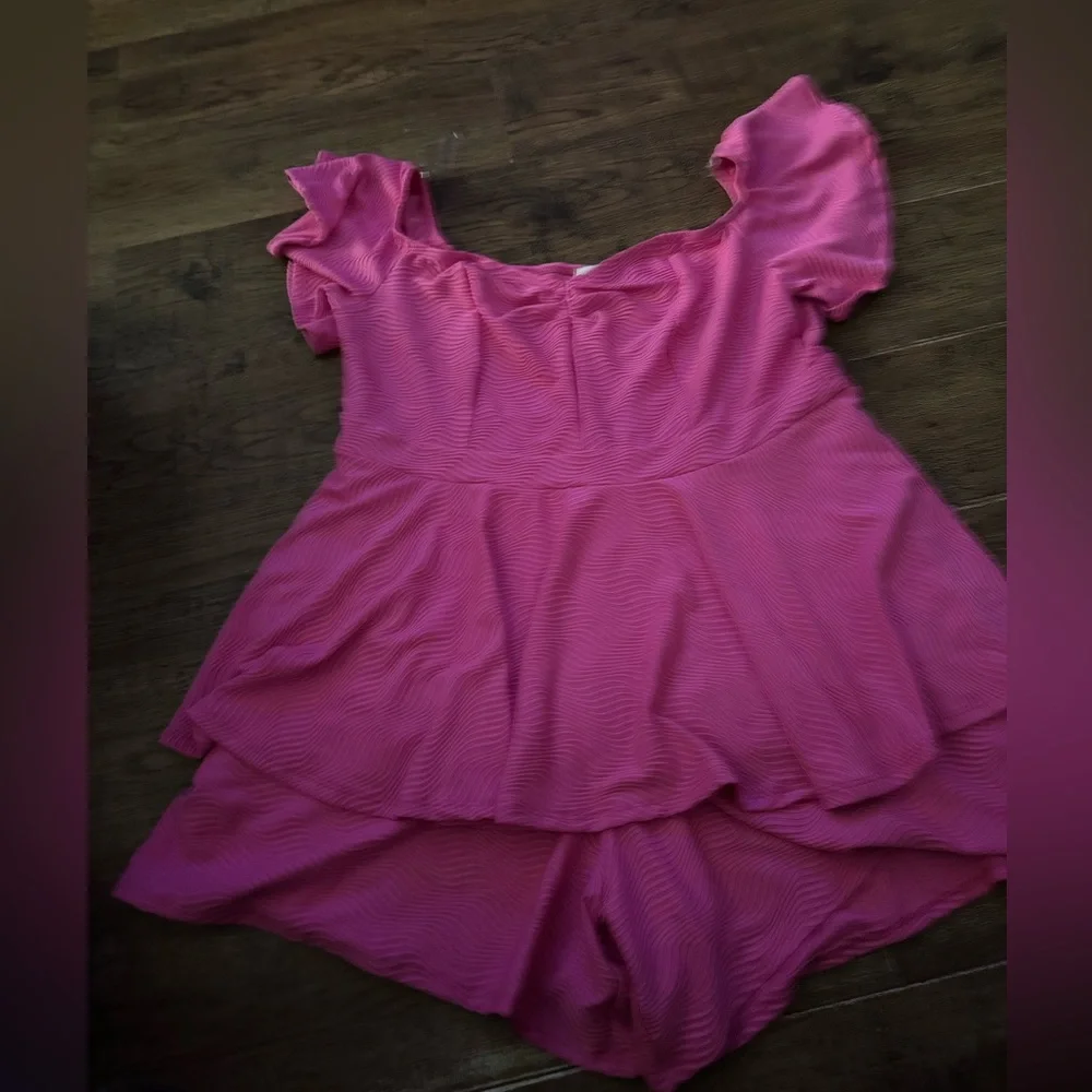Hot pink plus skirted romper dress 2X NEW